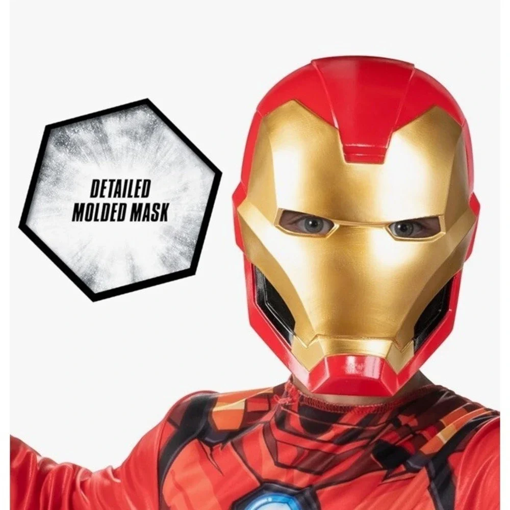 MARVEL Avengers Iron Man Jumpsuit Mask Costume Cosplay Child L (12-14) *NEW*